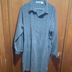 Silhouettes Size 18 Corduroy Studded Gray Midi Dress Fall Winter